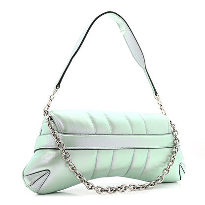 Gucci Iridescent Nappa Vertical Matelasse Medium Maxi Horsebit Chain Shoulder Bag Iridescent Salvy Green 3 of 12