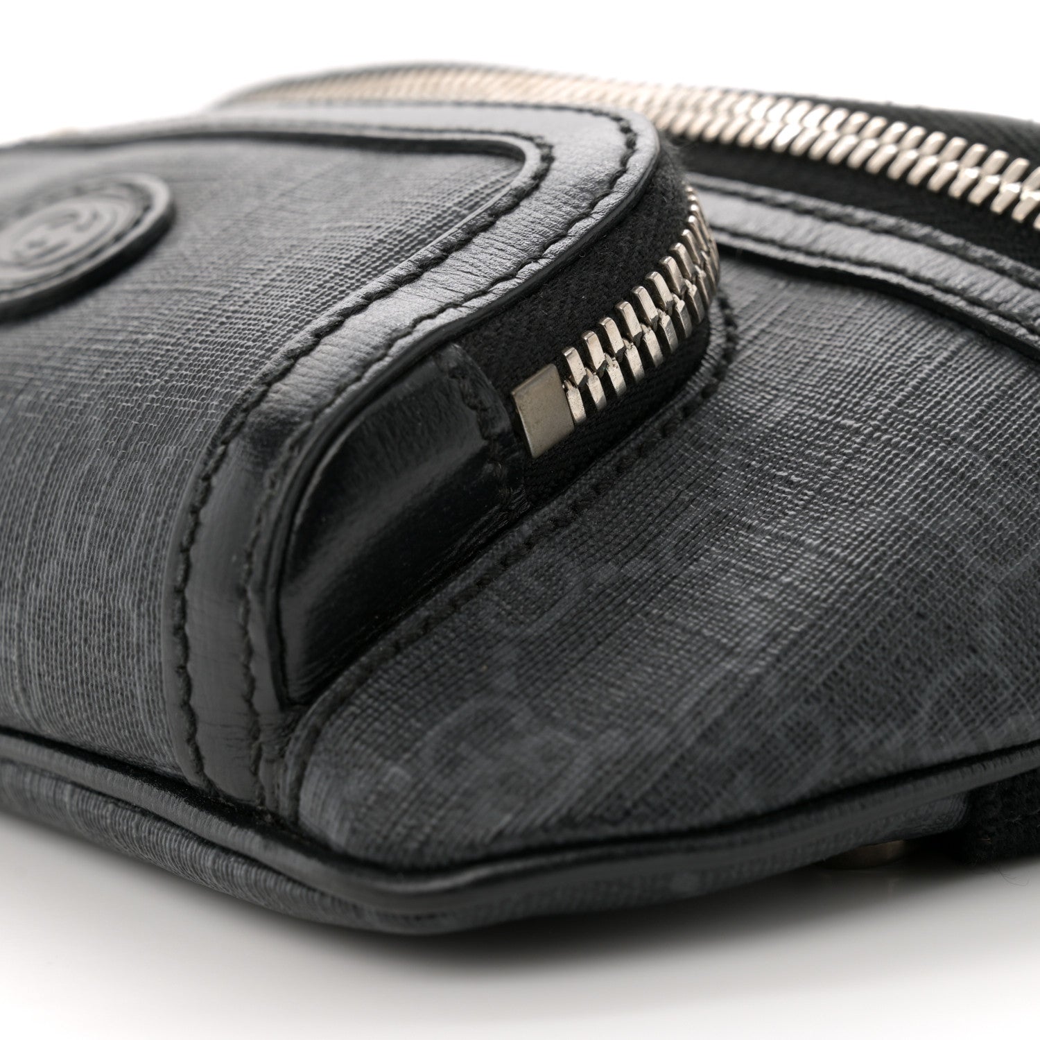 Gucci GG Supreme Monogram Textured Calfskin Retro Interlocking G Belt Bag Black 10 of 11