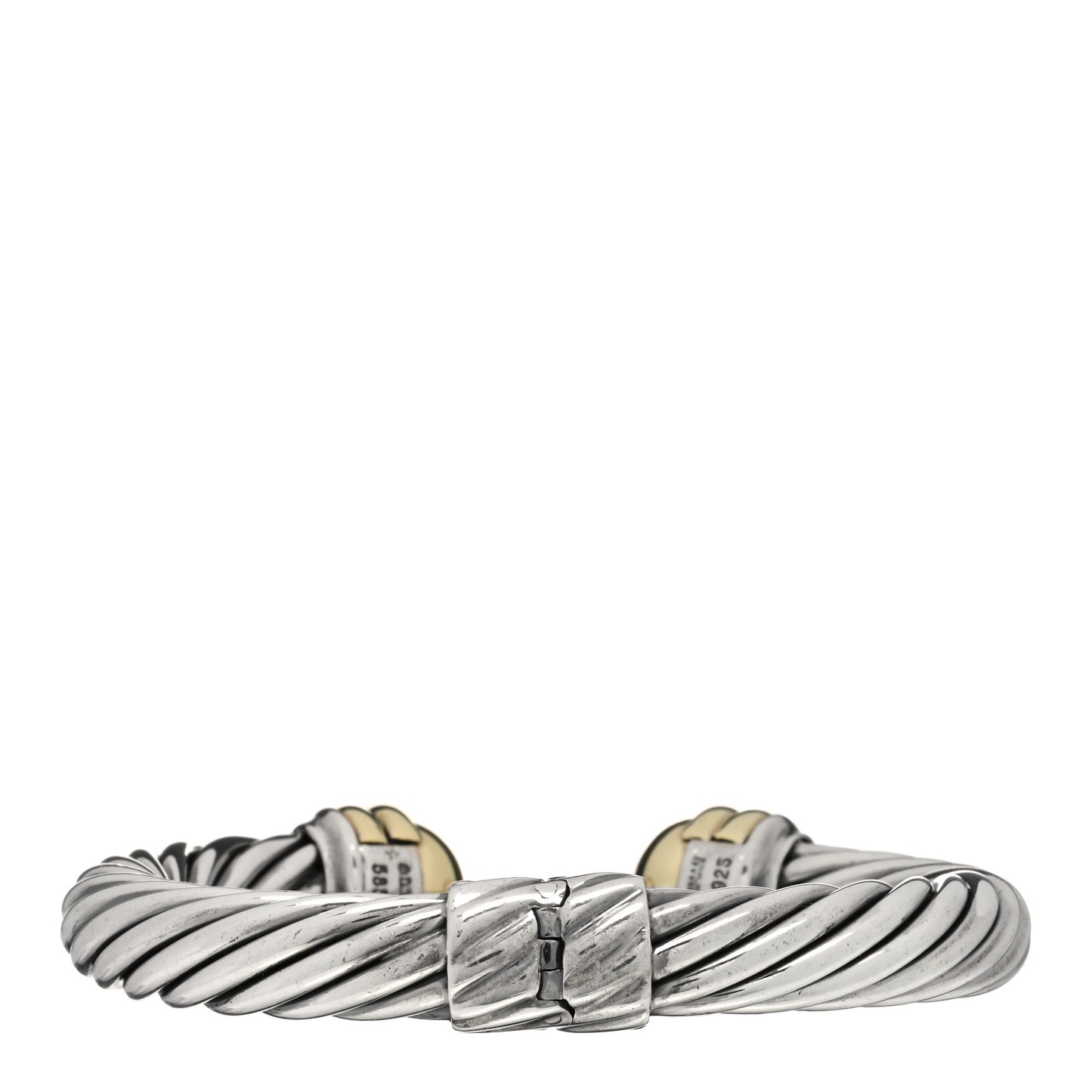 Sterling Silver 14K Yellow Gold 10mm Cable Classics Bracelet