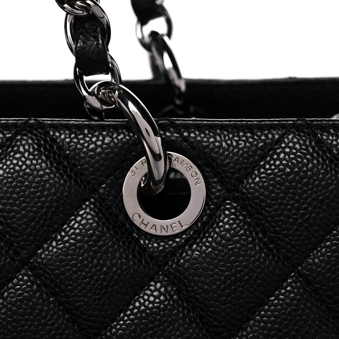 Caviar Quilted Grand Shopping Tote GST Black