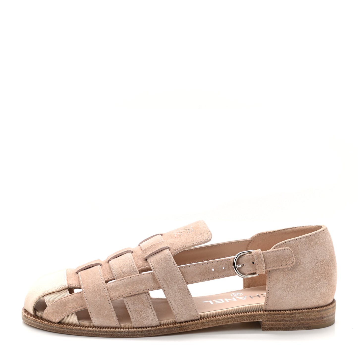 Suede Grosgrain Caged CC Sandals 37 Pink