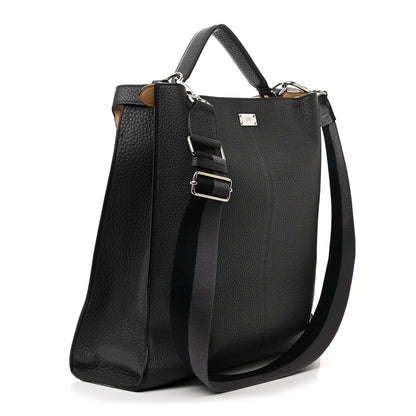 Fendi Cuoio Romano Glazed Fabric FF 1974 Peekaboo X-Lite Fit Asfalto Mou Black 3 of 11