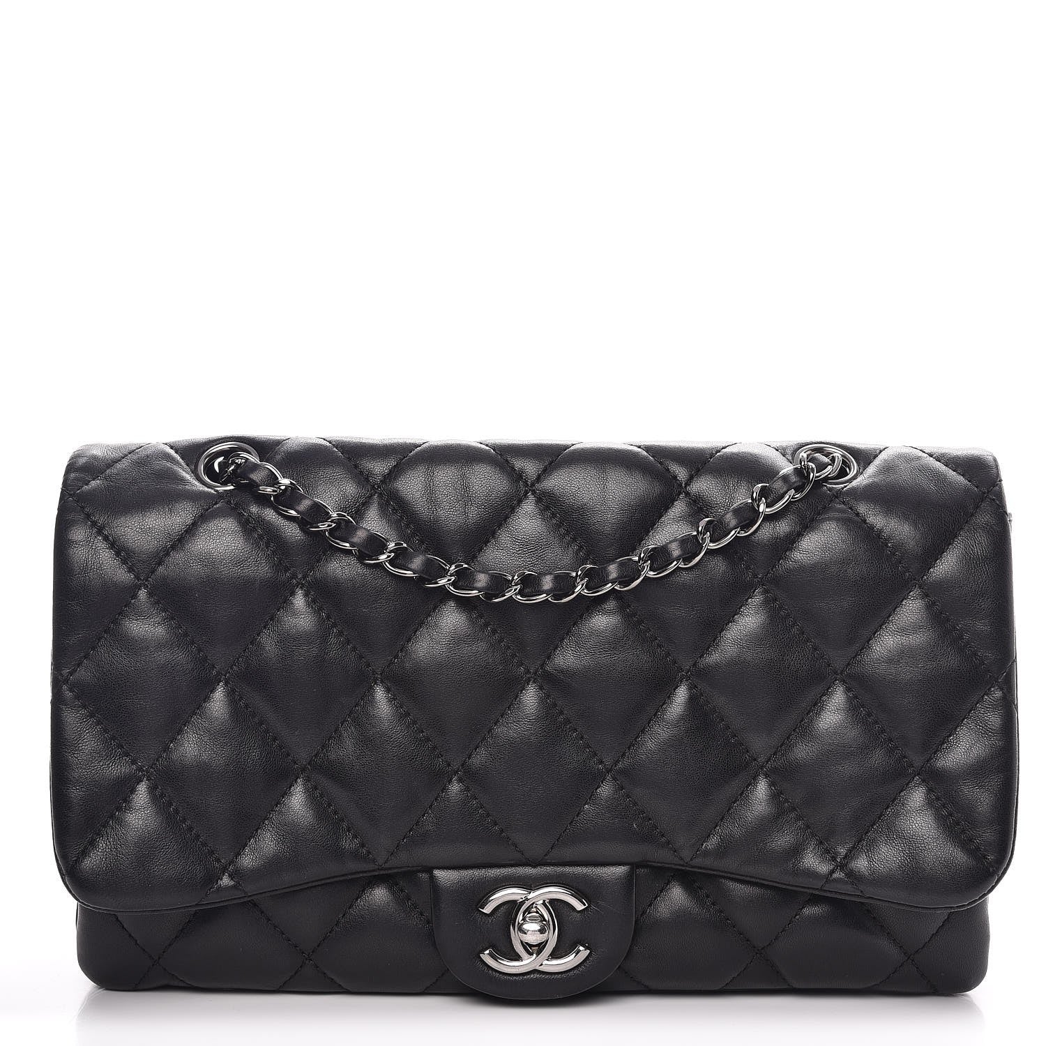 Chanel Lambskin Quilted Large 3 Flap Black 1 of 9