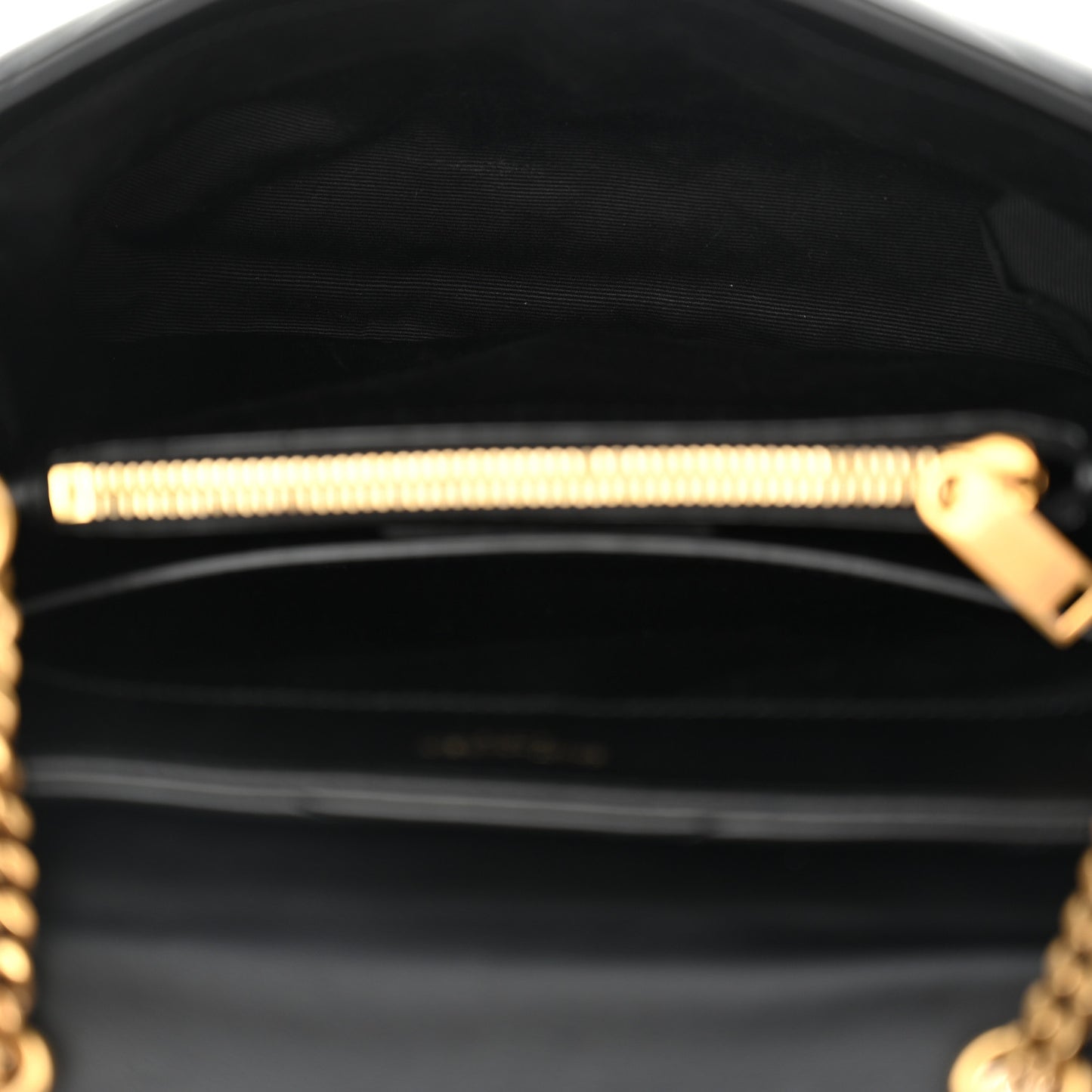 Calfskin Y Quilted Monogram Small Loulou Chain Satchel Black