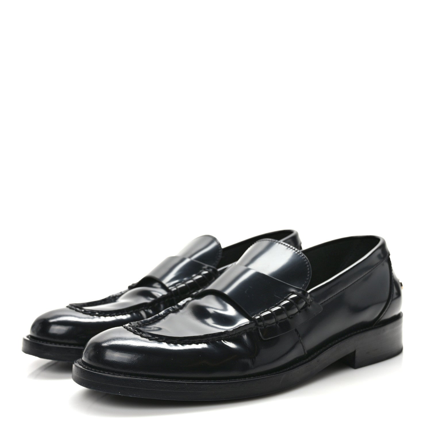 Chanel Shiny Calfskin Logo Loafers 37.5 Black 3 of 7