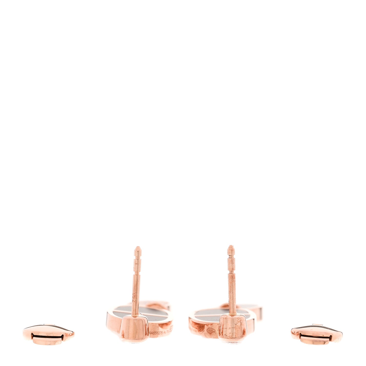 Hermes 18K Rose Gold Ceramic Diamond Chaine D'Ancre Verso Dangle Earrings Black White 3 of 5