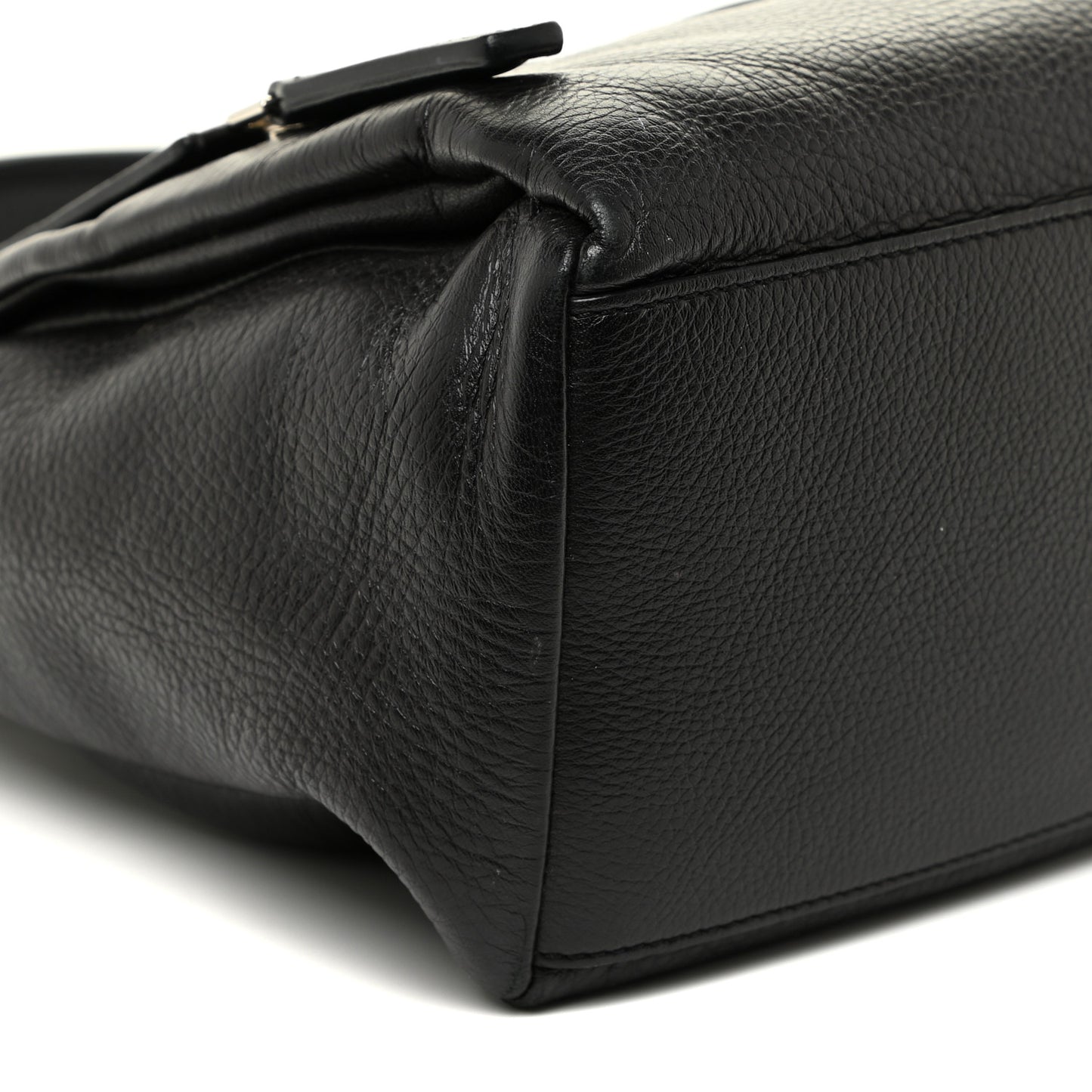 Pebbled Calfskin Small Pandora Pure Flap Bag Dark Brown