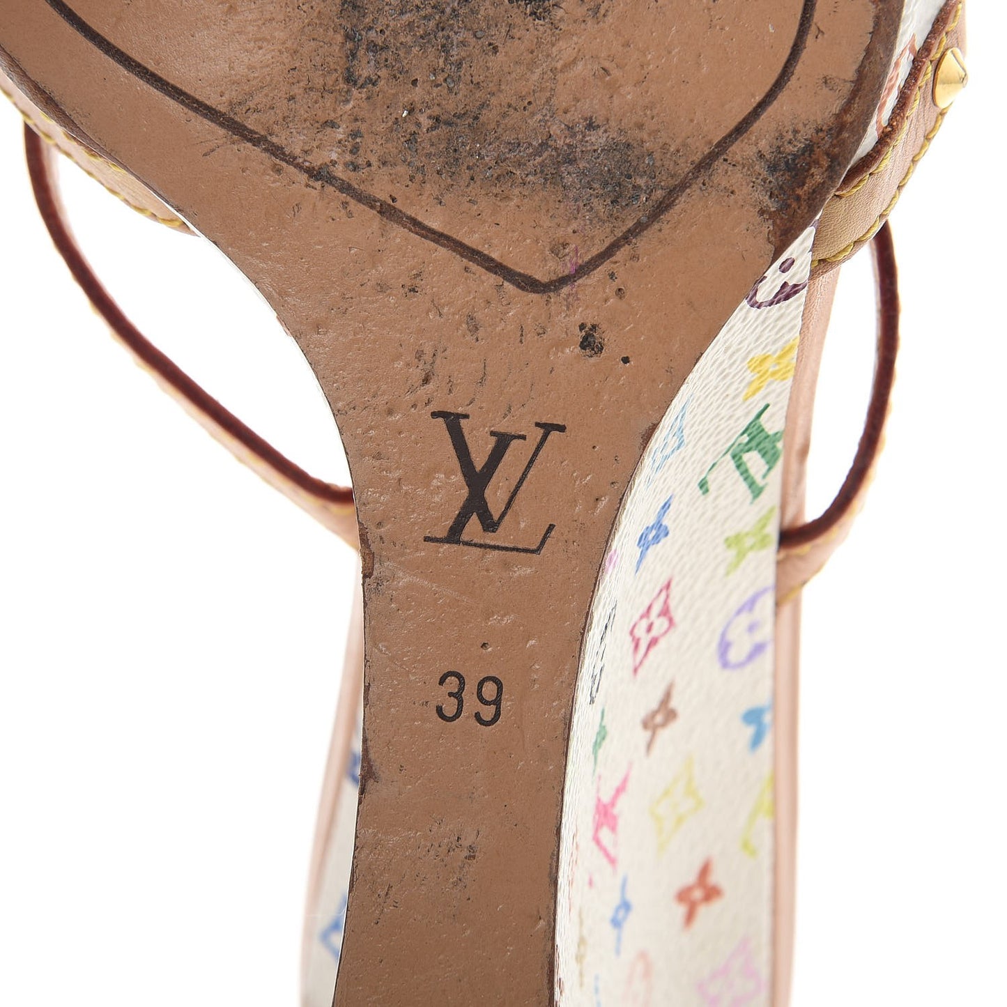 Monogram Multicolor Bow Wedge Sandals 39 White
