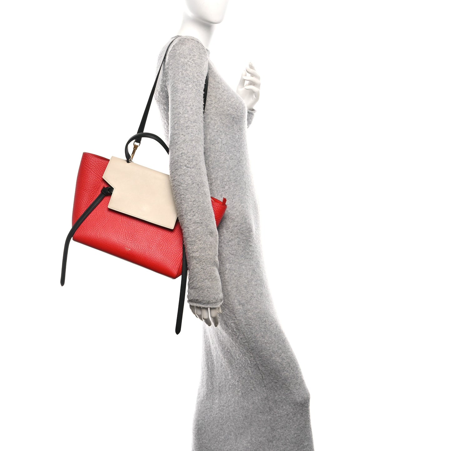 Elephant Calfskin Mini Tri-Color Belt Bag Vermillion
