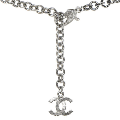 Chanel Crystal CC Smiley Emoji Pendant Necklace Silver Black 4 of 6