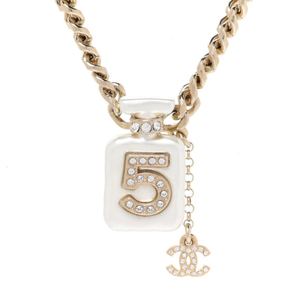 Chanel Resin Crystal CC No 5 Perfume Bottle Necklace 4 of 6