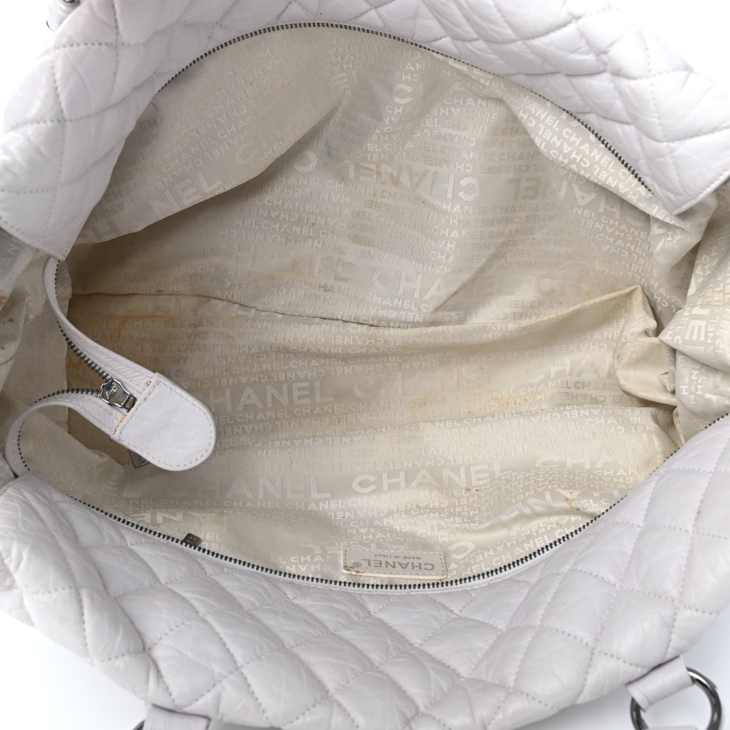 Chanel Distressed Lambskin Vintage Ligne Lady Braid XL Tote White 4 of 5