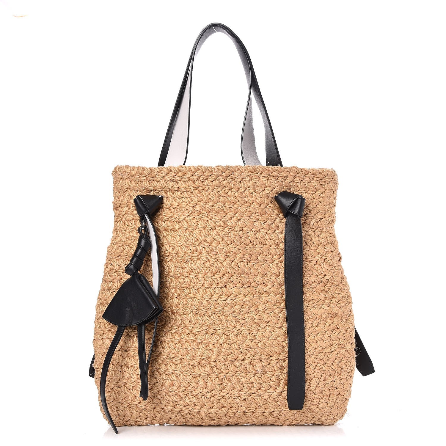 Celine Straw Calfskin Large Basket Bag Natural Black 1 of 7