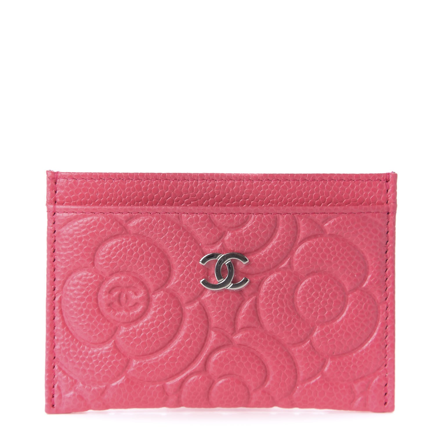 Chanel Caviar Camellia Embossed Card Holder Pink 1 of 7