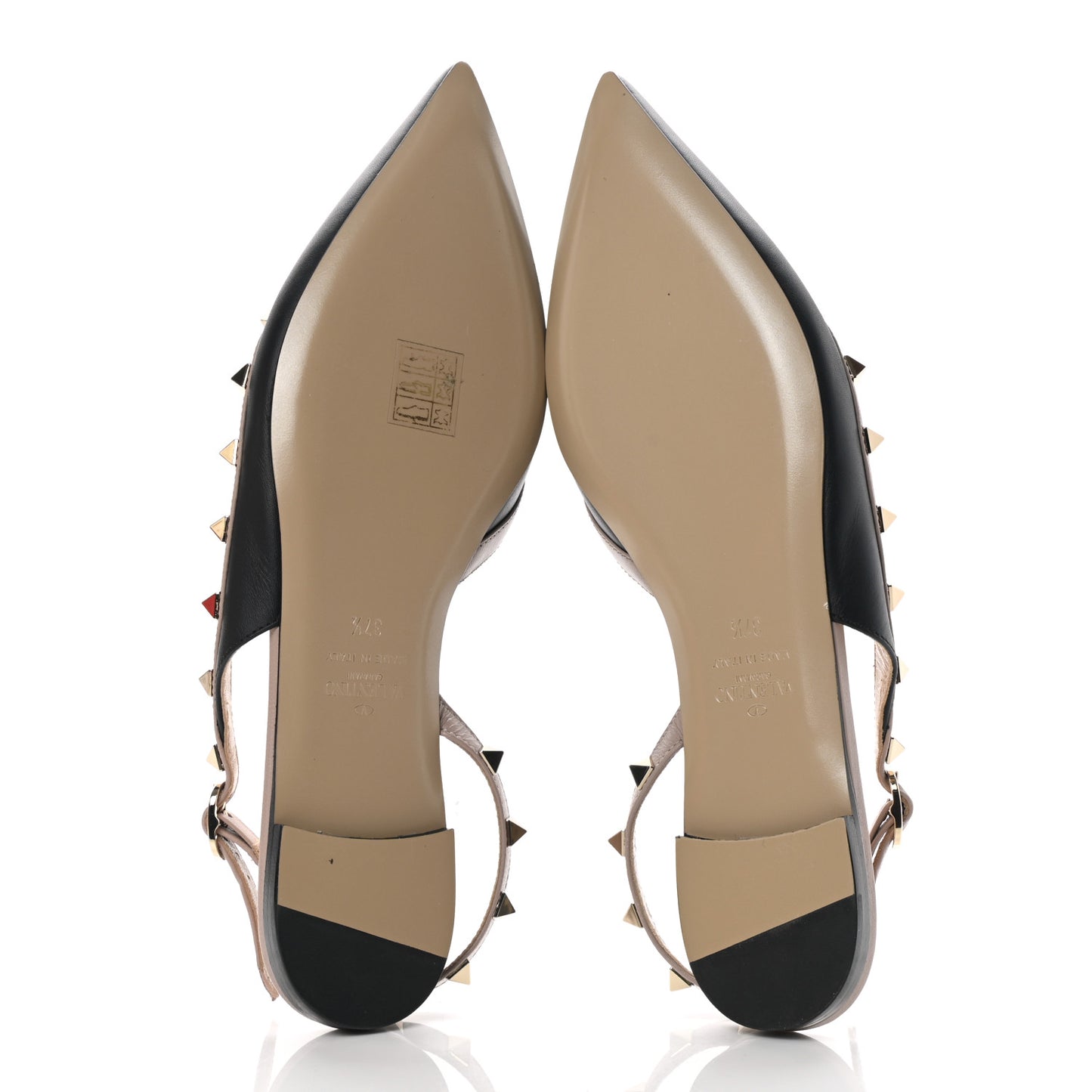 Nappa Rockstud Slingback Flats 37.5 Black Poudre