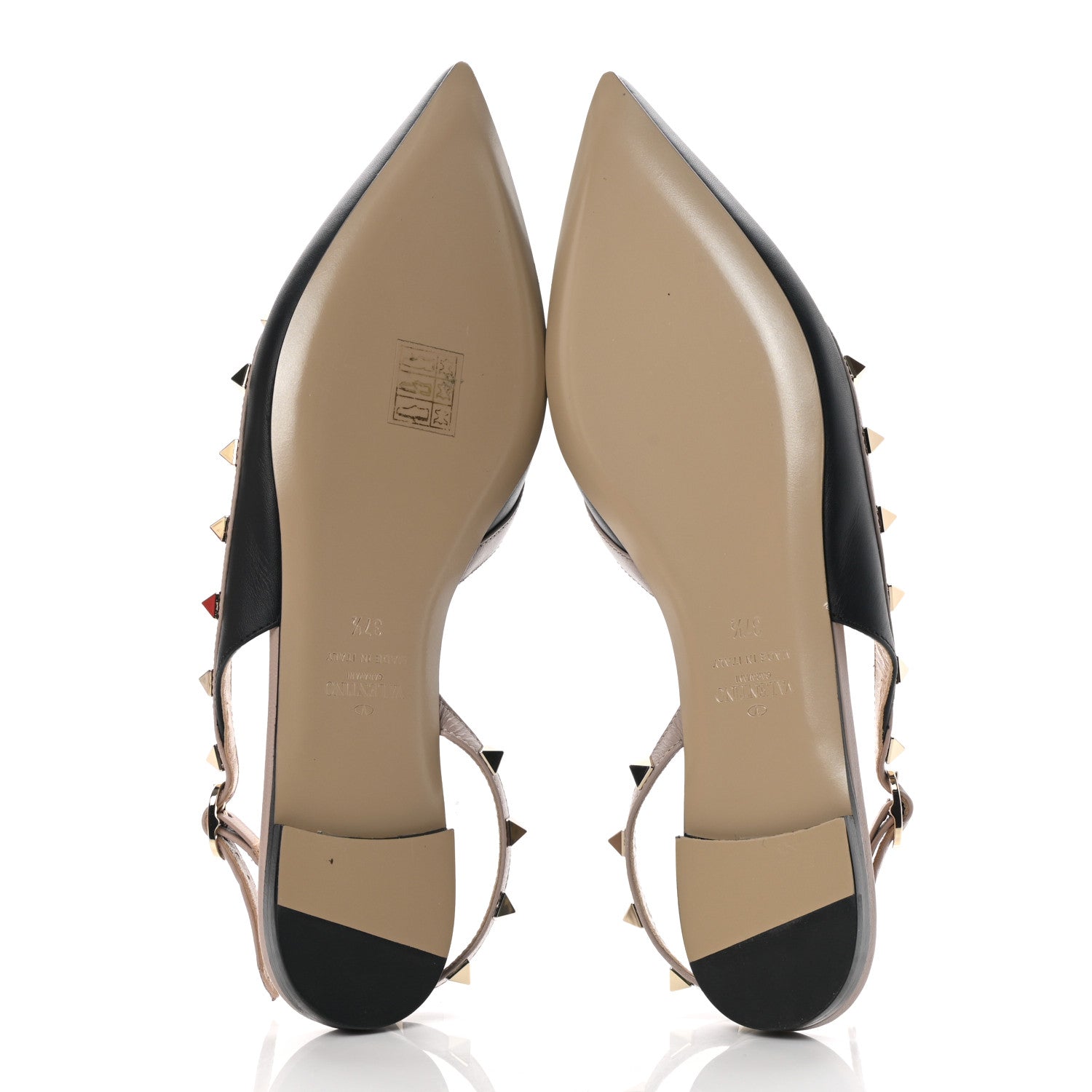 Valentino Garavani Nappa Rockstud Slingback Flats 37.5 Black Poudre 5 of 14