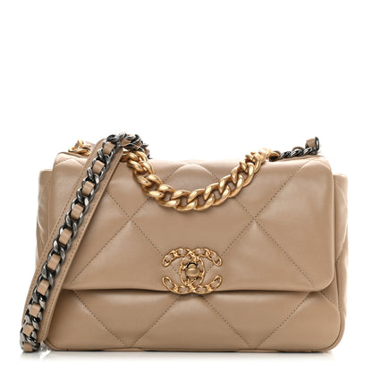 Chanel Lambskin Quilted Medium Chanel 19 Flap Dark Beige 1 of 11
