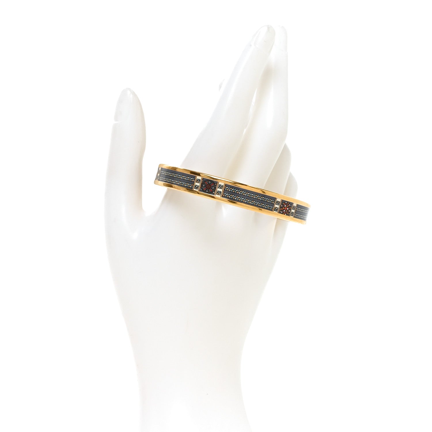 Hermes Enamel Printed Narrow Rubans de Cheval Bracelet 70 2 of 5