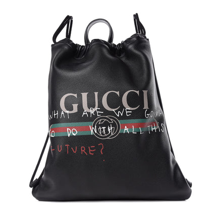 Gucci Calfskin Coco Capitan Logo Drawstring Backpack Black 1 of 9