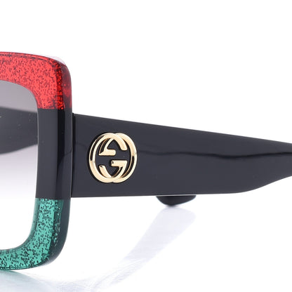 Gucci Square Frame GG0083S Sunglasses Glitter Red Black Green 7 of 8