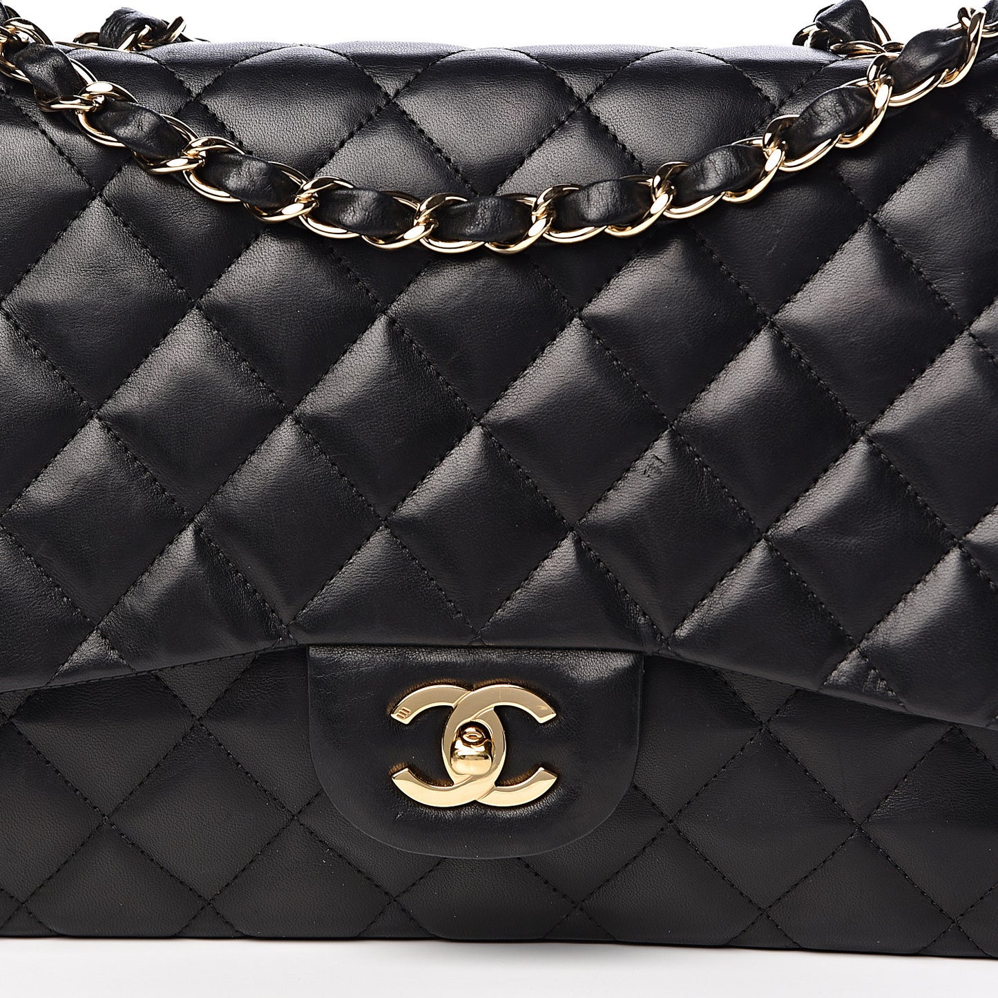 Lambskin Quilted Jumbo Single Flap Black