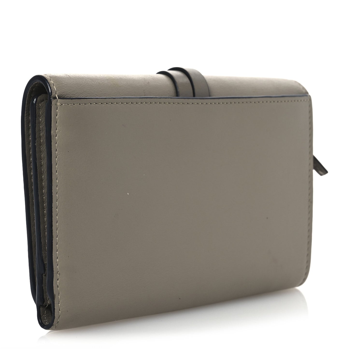 Smooth Calfskin Alphabet "R" Compact Wallet Motty Grey