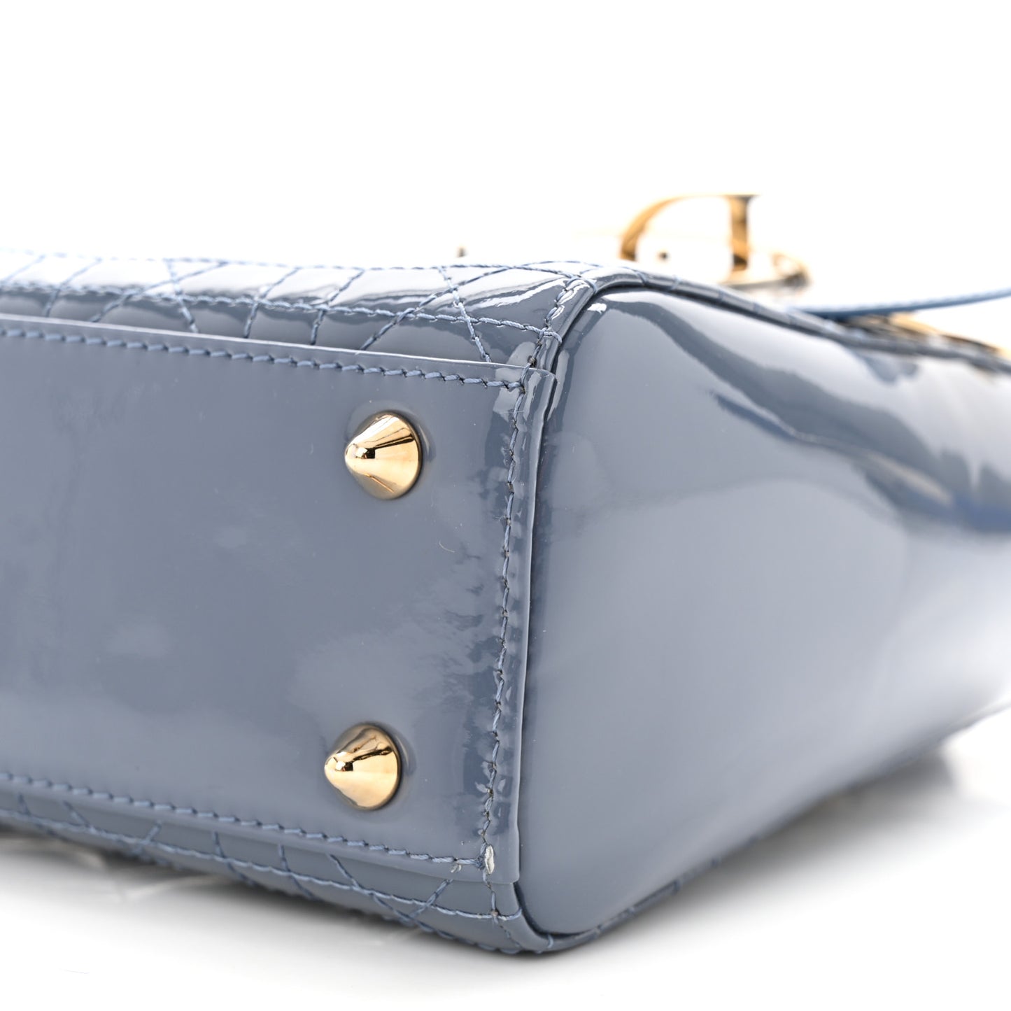 Patent Cannage Small Lady Dior Cloud Blue