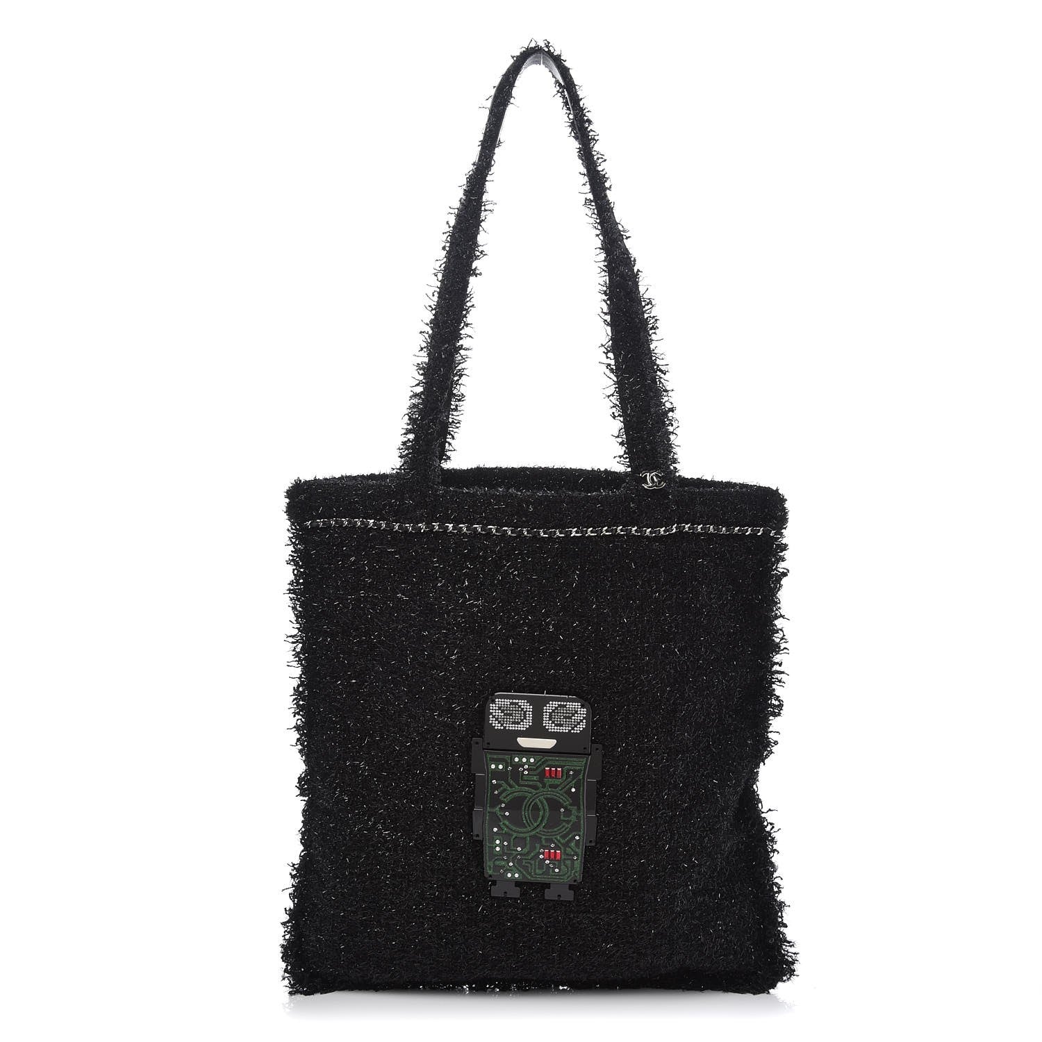 Chanel Tweed Resin Strass Large Robot Shopping Bag Black 1 of 7