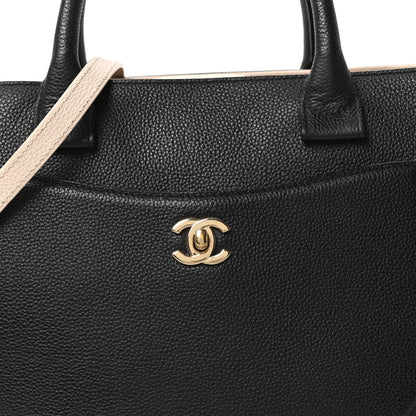 Chanel Grained Calfskin Small Bi-Color Neo Executive Shopper Tote Black Beige 8 of 10