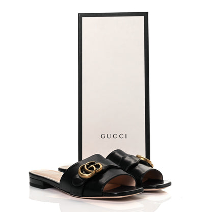 Gucci Malaga Kid GG Marmont Flat Slide Sandals 36 Black 35 of 36