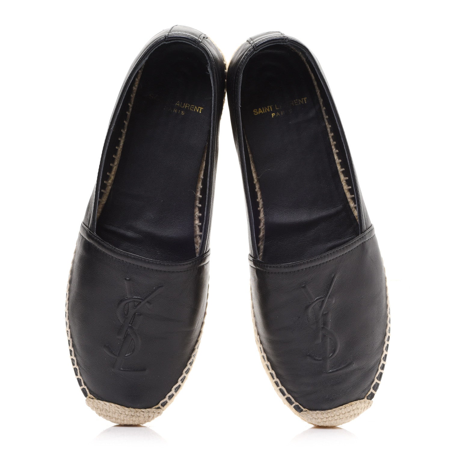 Saint Laurent Lambskin Monogram Espadrilles 36.5 Black 6 of 9