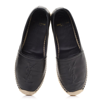 Saint Laurent Lambskin Monogram Espadrilles 36.5 Black 6 of 9