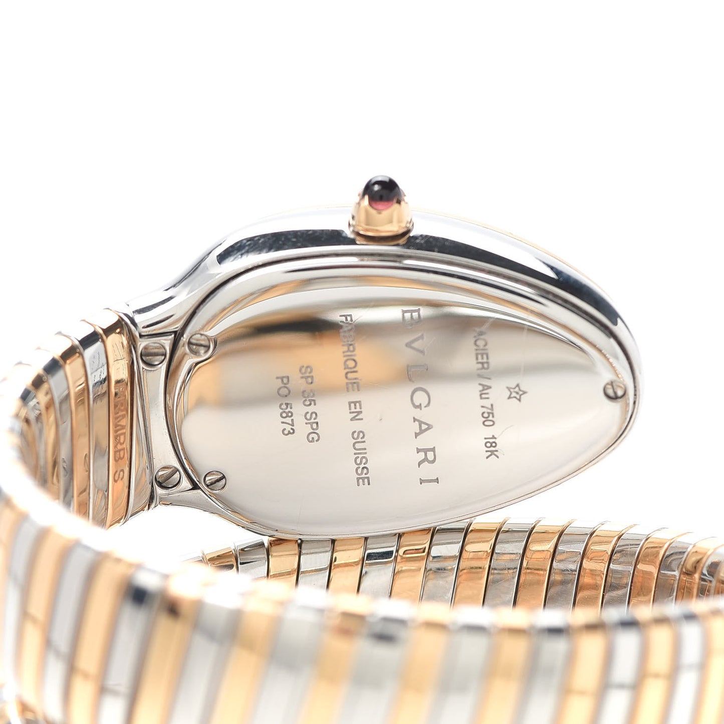 Stainless Steel 18K Rose Gold Diamond Bezel 35mm Serpenti Tubogas Quartz Watch