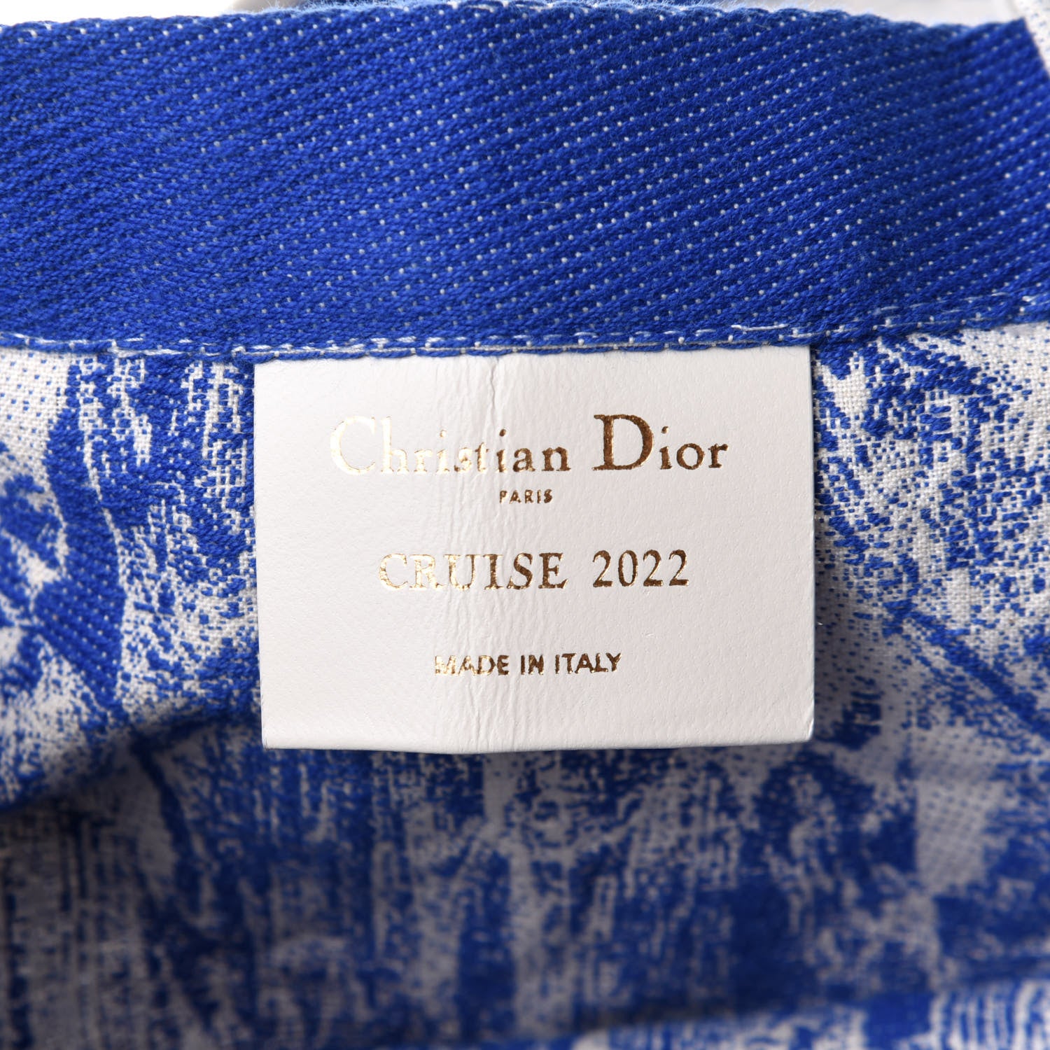 Christian Dior Canvas Print Cruise Tote Ivory Blue 8 of 9