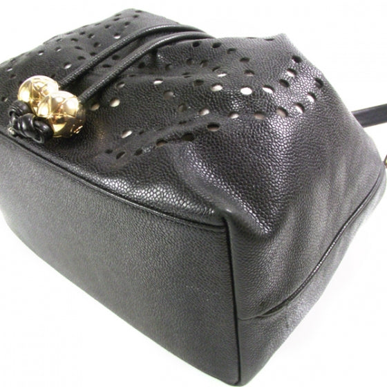 Vintage Caviar Perforated Drawstring Hobo