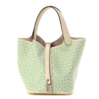 Hermes Swift Lucky Daisy Picotin Lock 18 PM Nata Vert 1 of 9