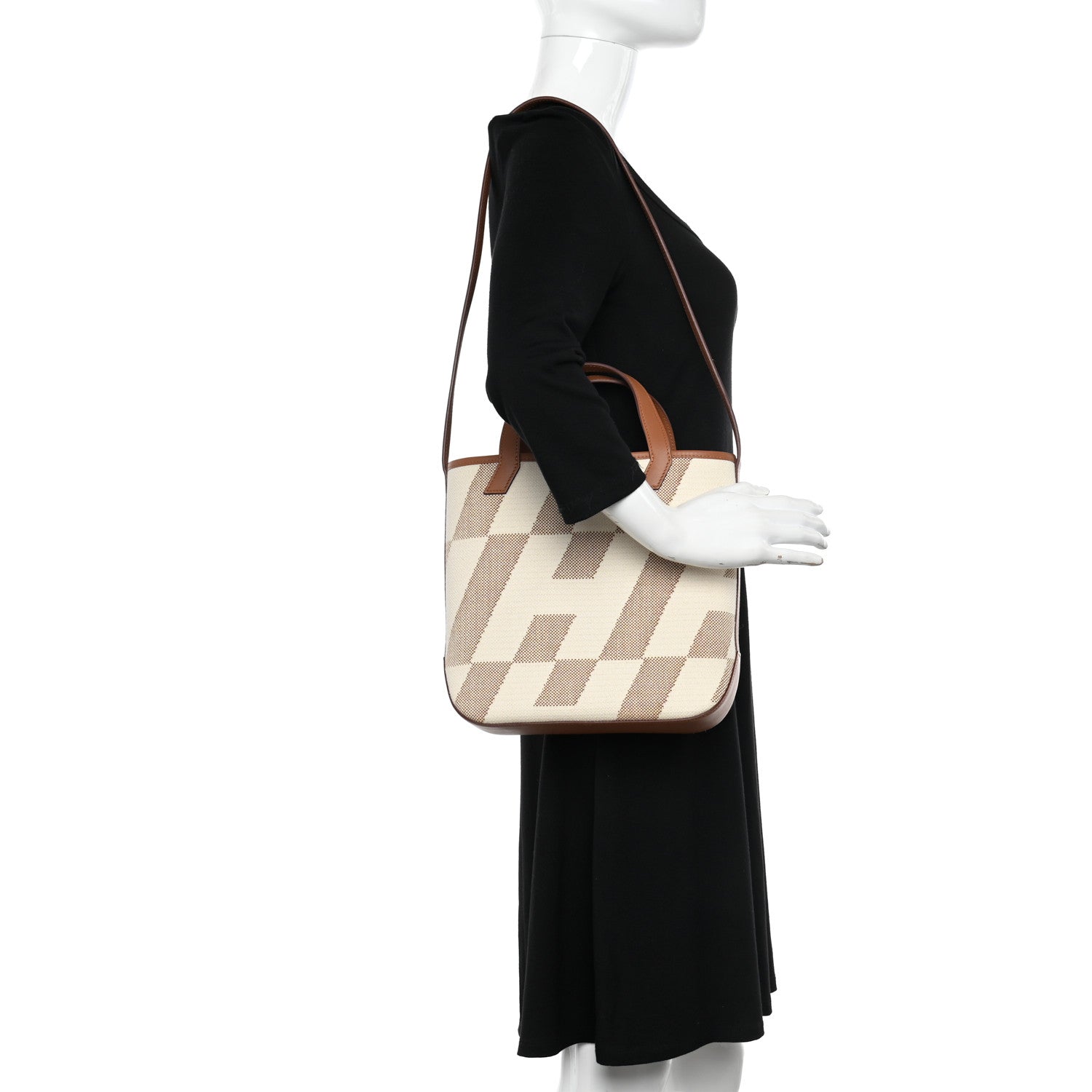 Hermes Swift Toile H Cabas H En Biais 27 Ecru Naturel Gold 2 of 10