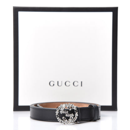 Gucci Calfskin Crystal Interlocking G Belt 80 32 Black 4 of 4
