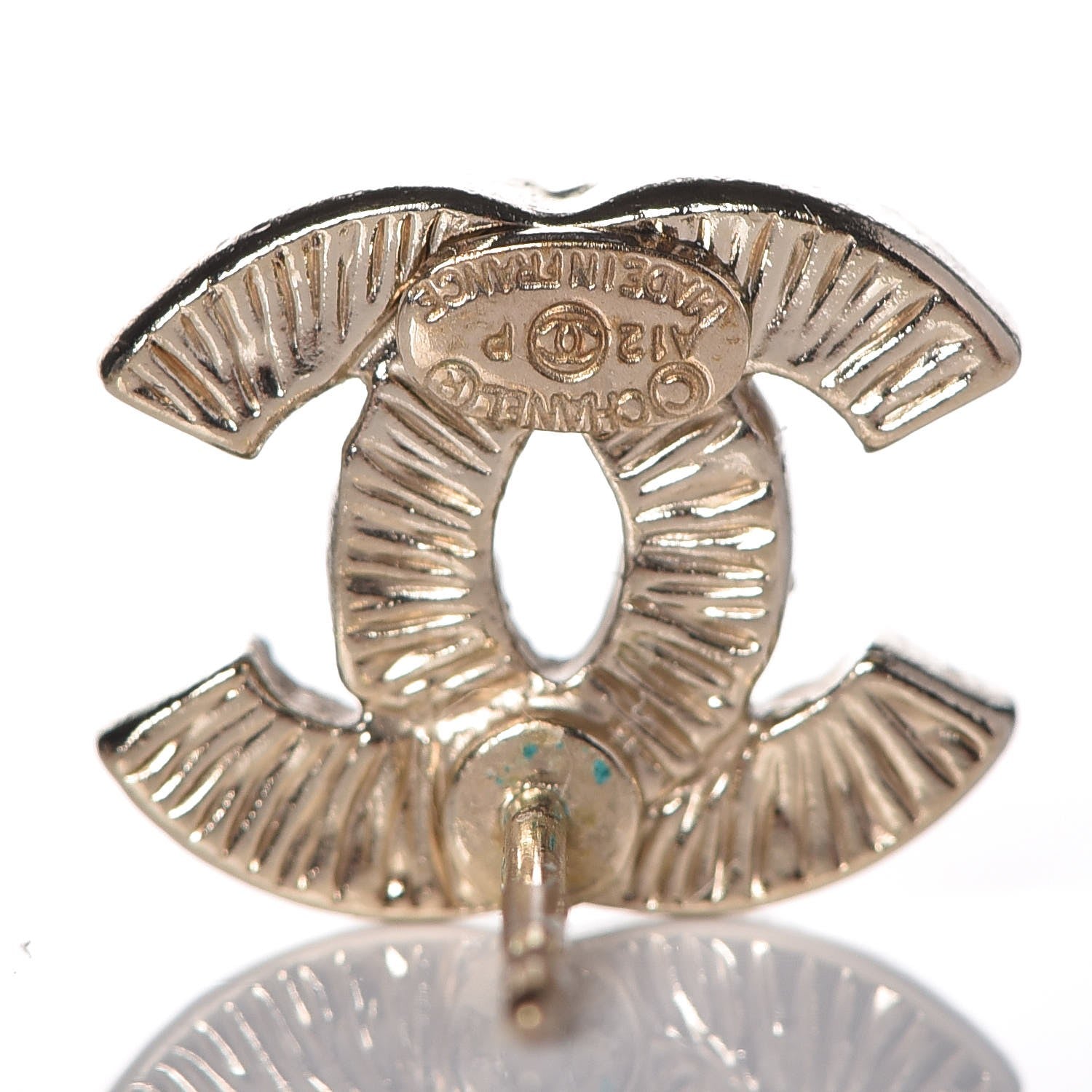 Chanel Crystal CC Earrings Light Gold 4 of 5