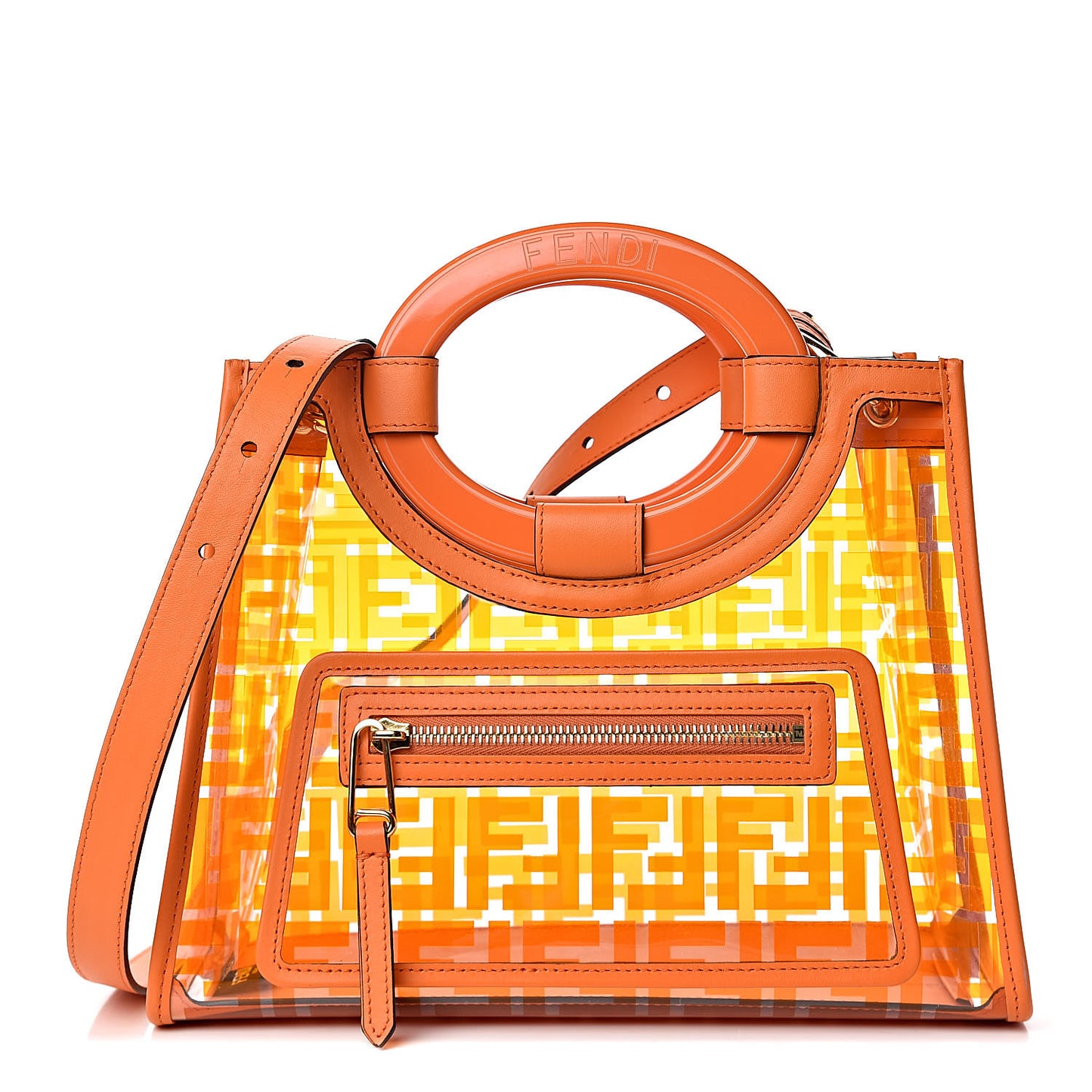 TPU FF Vitello Century Plexiglass Small Runaway Shopper Tote Aranciata