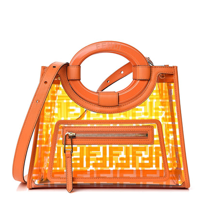 Fendi TPU FF Vitello Century Plexiglass Small Runaway Shopper Tote Aranciata 1 of 11