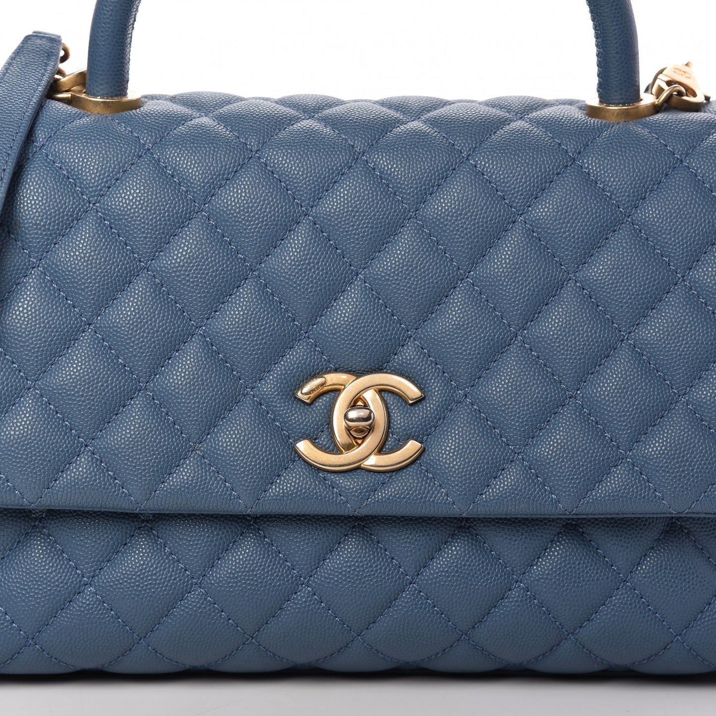 Caviar Quilted Small Coco Handle Flap Blue