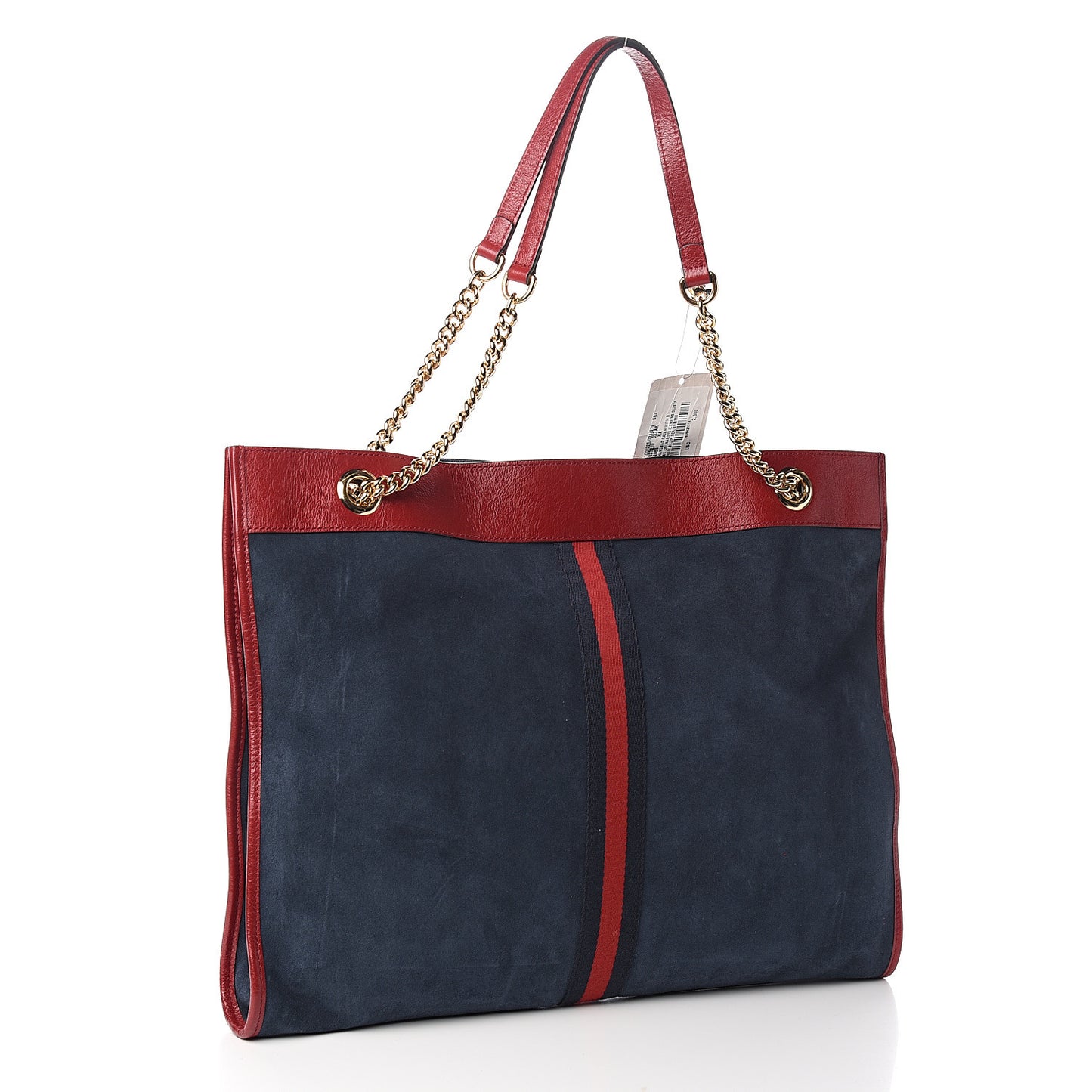 Suede Calfskin Large Rajah Chain Tote New Blue Romantic Cherry