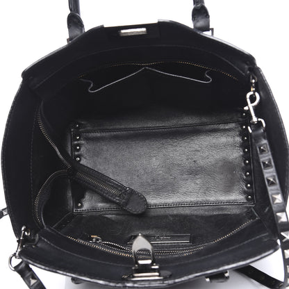 Valentino Garavani Vitello Small Rockstud Double Handle Tote Black 4 of 9