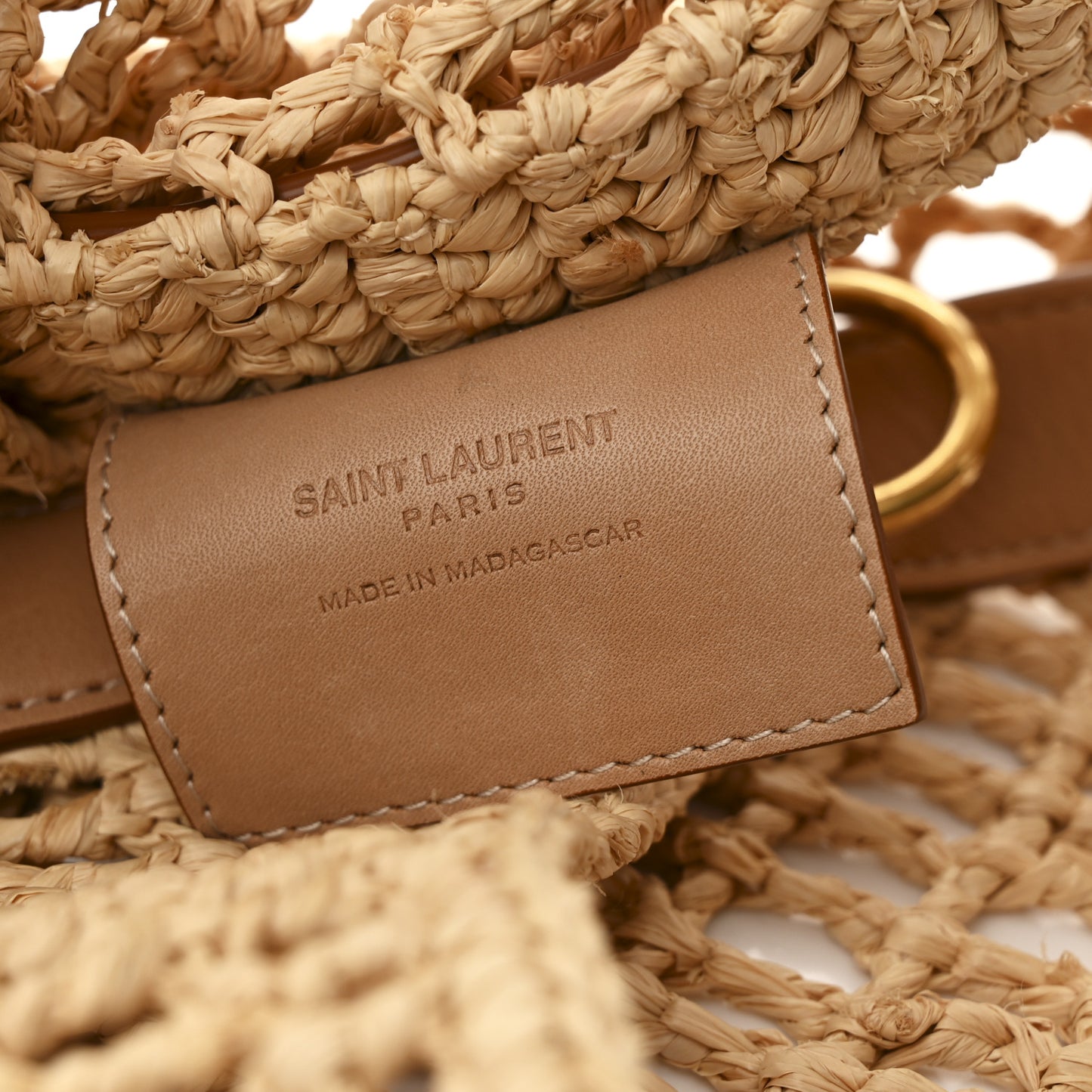 Raffia Calfskin Oxalis Shoulder Bag Naturale Vintage Brown