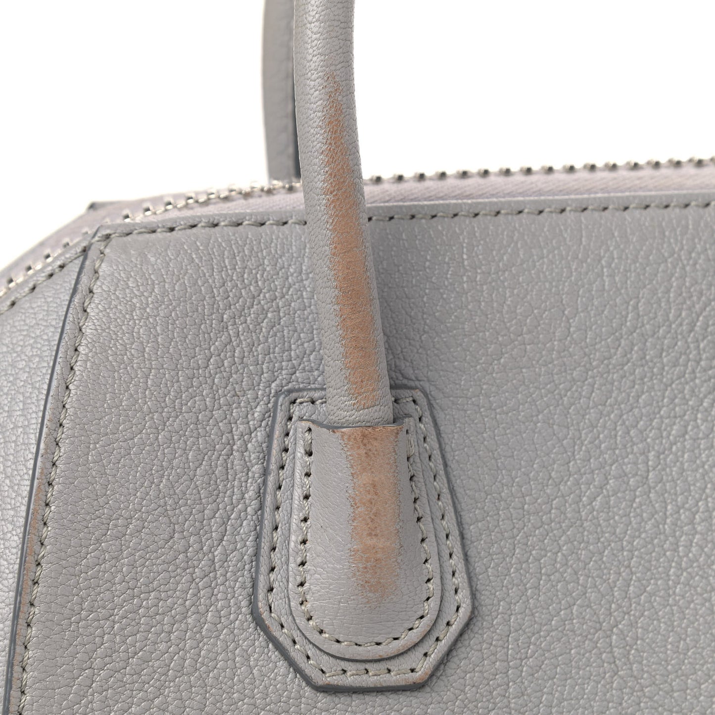 Sugar Goatskin Mini Antigona Pearl Grey
