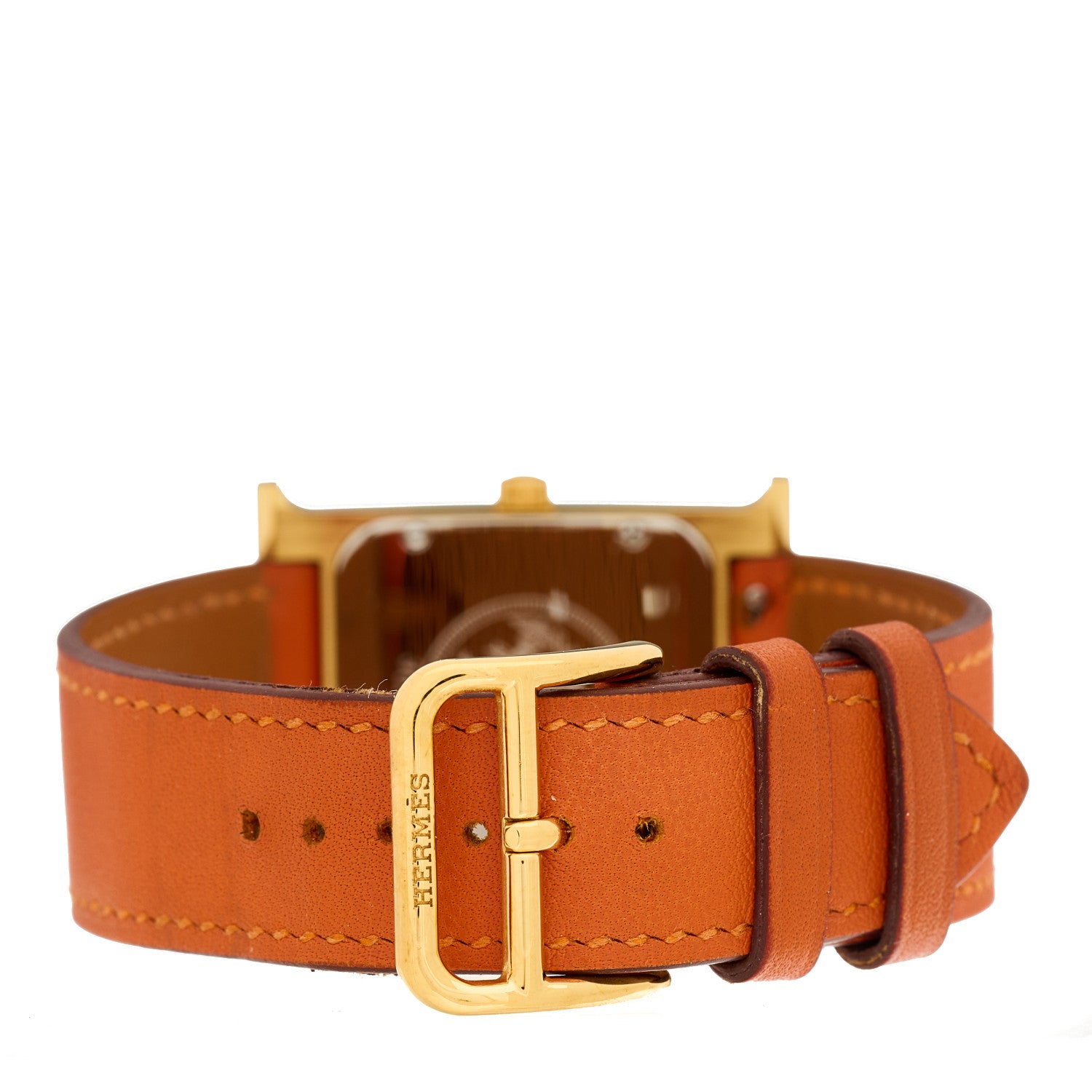 Hermes Stainless Steel Swift 26mm Heure H Hour Quartz Watch Orange