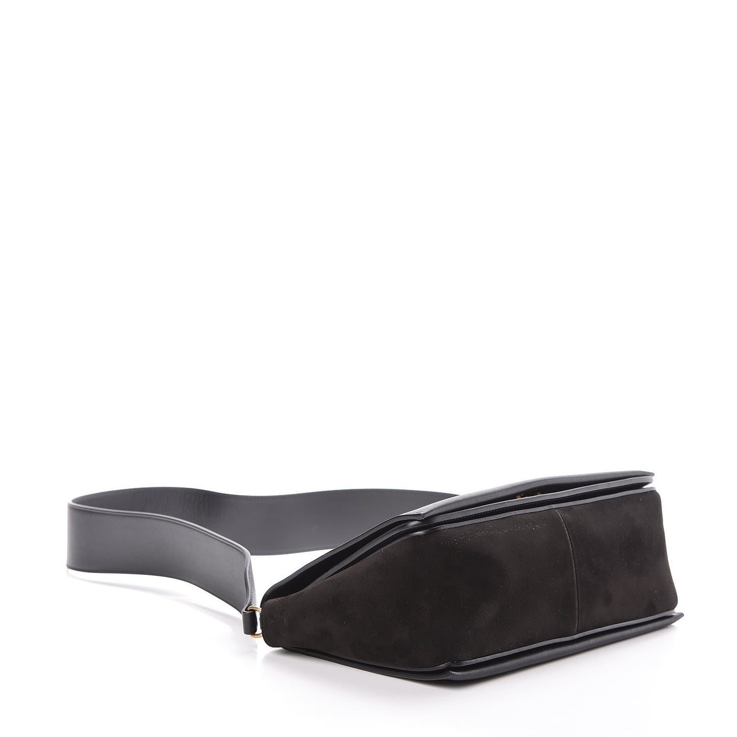 Suede Calfskin Medium Frame Shoulder Bag Black