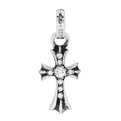Chrome Hearts Sterling Silver Diamond Baby Fat Cross Pave Pendant 1 of 5