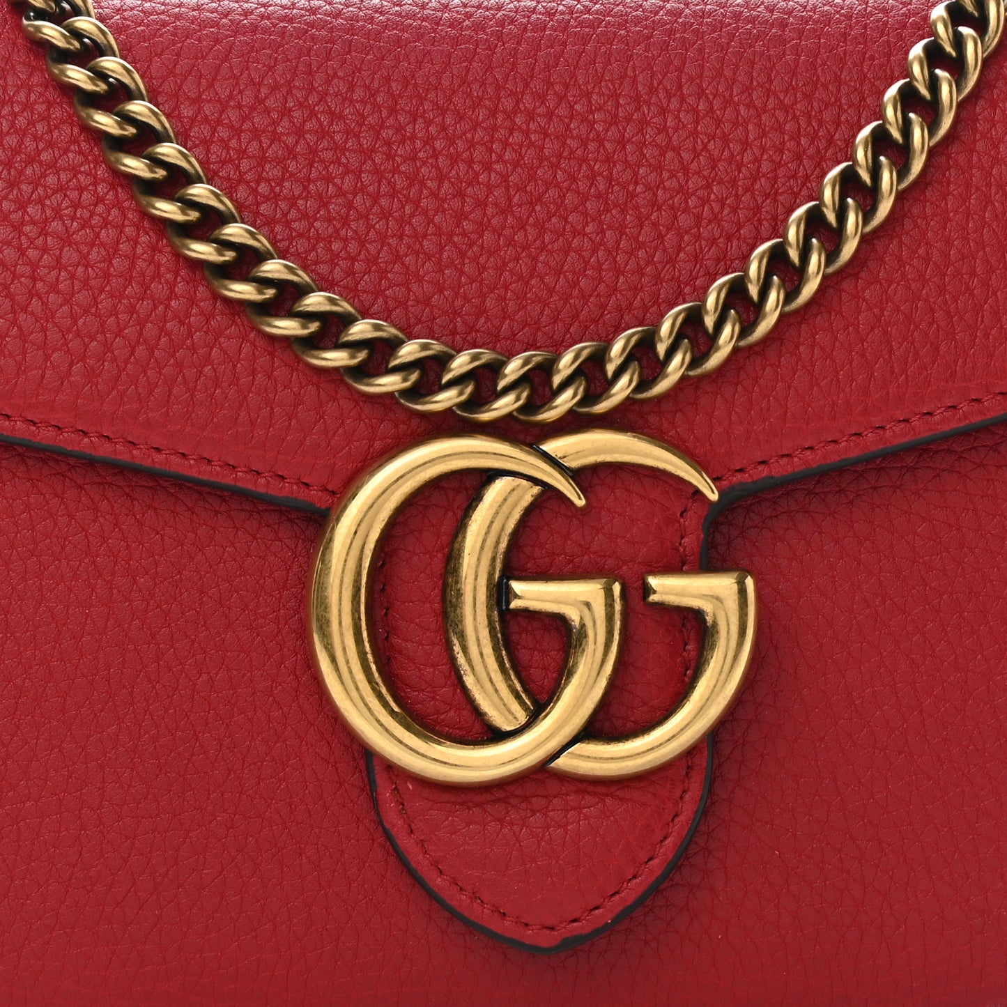 Calfskin GG Marmont Chain Wallet Vulcanic Red